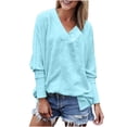 thumbnail image 5 of Jalioing V Neck Sweatshirt for Women Trendy Loose Solid Long Sleeve Pullover Shirt Spring Fall Fashion Tops, 5 of 9