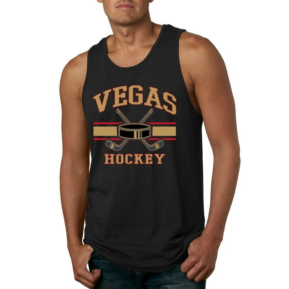 Wild Bobby City of Vegas Hockey Fantasy Fan Sports Men's Tank Top, Black, Small
