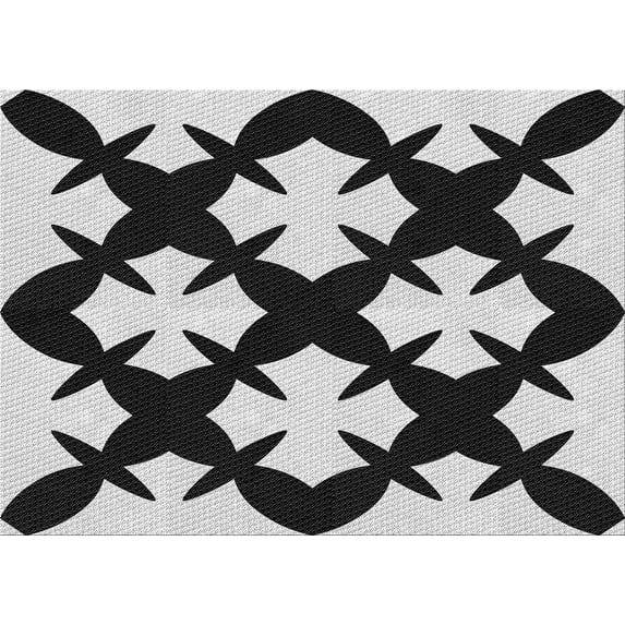 Ahgly Company Indoor Rectangle Patterned Charcoal Black Area Rugs, 8' x 12'