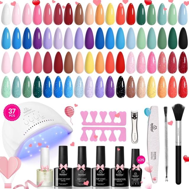 Kit de esmaltes de uñas en gel Beetles Winter con luz UV, 37 unidades, 25 colores