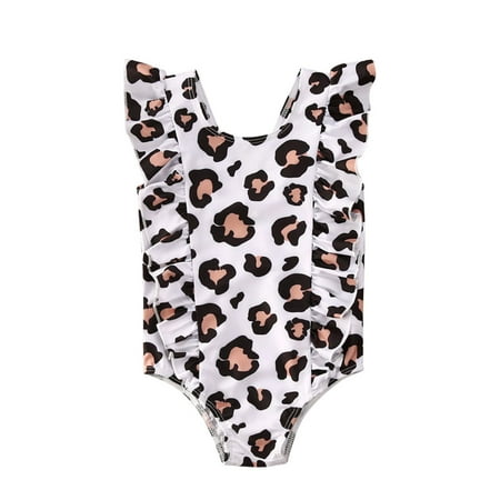 

Musuos Baby Girl Leopard Swimsuit One Piece Beach Wear Ruffle Sunsuit Bathing Suit