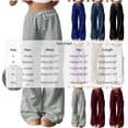 thumbnail image 3 of WIZUTIZ Women's Solid Color Wide Leg Jogger Pants High Rise Elastic Drawstring Waist Side Pockets Long Length Casual Trousers Comfy Soft Stretchy Everyday, 3 of 8