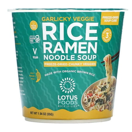 Lotus Foods, Rice Ramen Noodle Soup, Garlicky Veggie, 1.94 oz Pack of 2
