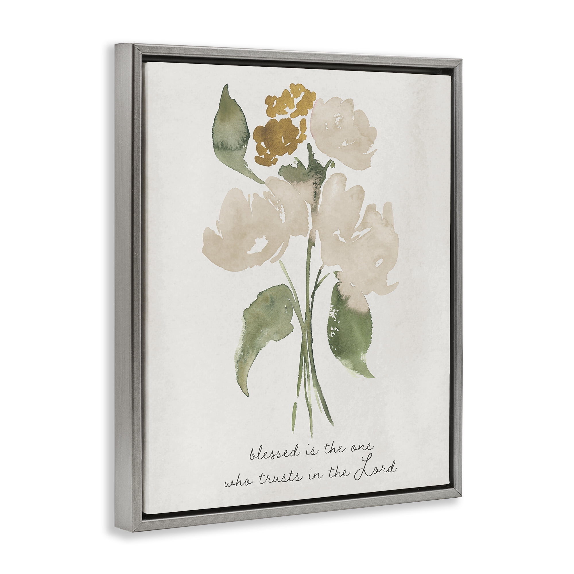 Stupell Industries Who Trusts In The Lord Flowers Gray Framed Floater Canvas Wall Art, design by Lucille Price