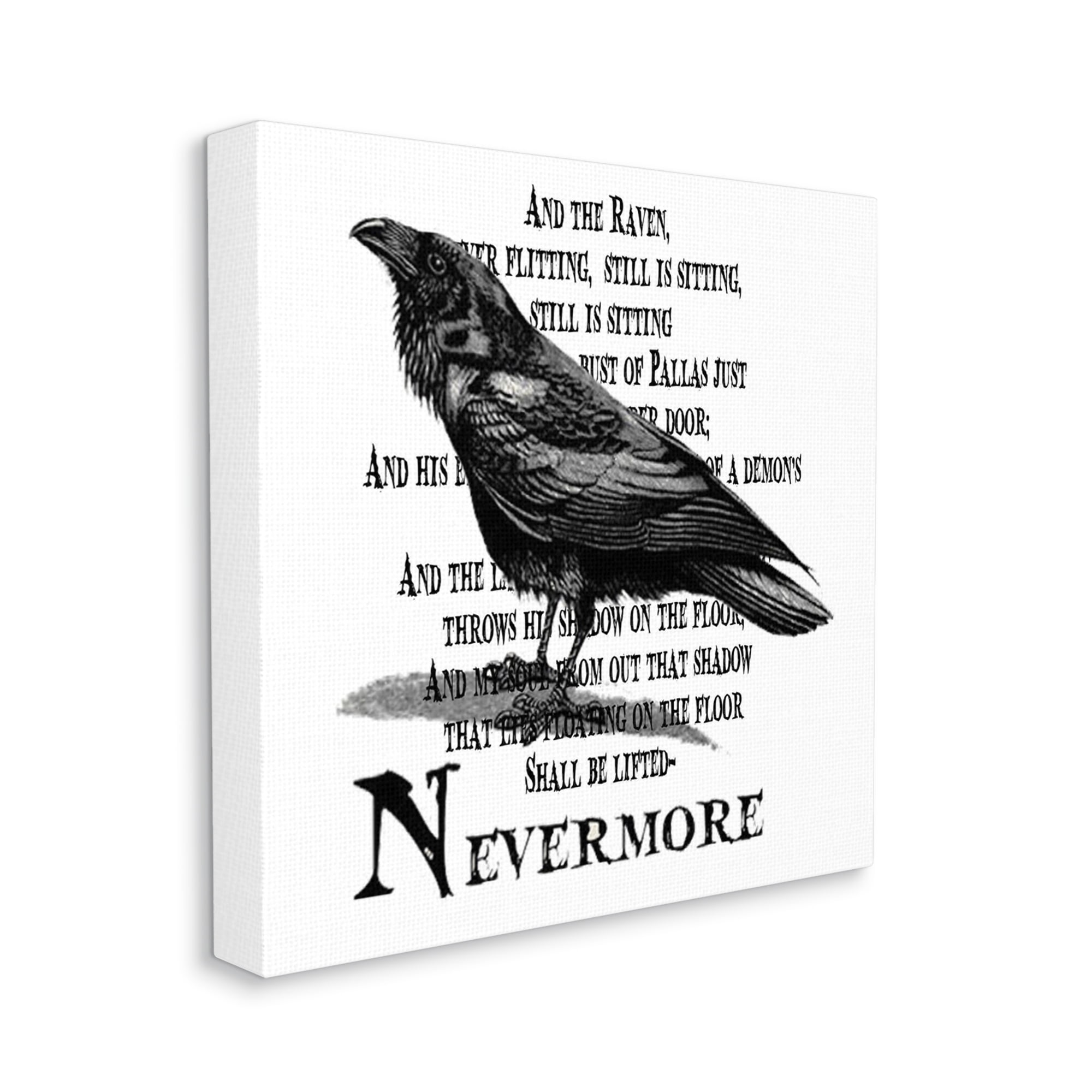 Black Crow Raven Creepy Halloween Text Quote Animals & Insects Graphic Art Gallery-Wrapped Canvas Print Wall Art