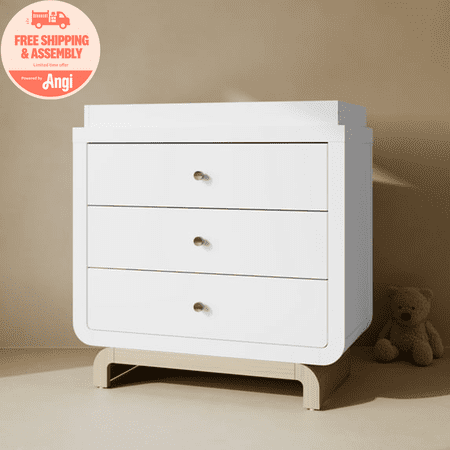 Art of Nursery by Storkcraft Santorini 3 Drawer Dresser with Infant Changing Topper White with Driftwood