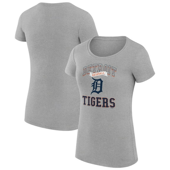 Women's G-III 4Her by Carl Banks Heather Gray Detroit Tigers Super-Slim Fit Lightweight Team Logo Graphic T-Shirt