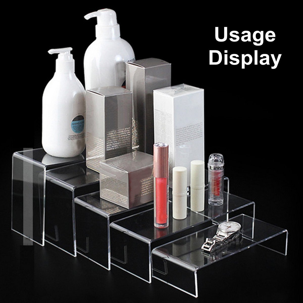 5Pcs Clear Acrylic Display Riser Perspex Sturdy Jewellery Stand