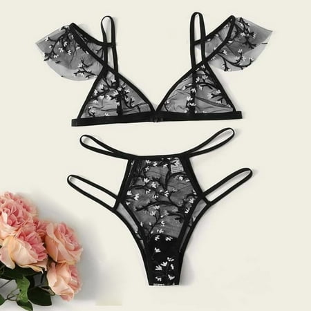 

jbyrvq Women Embroidery Lace Underwear Pajamas Lingerie Hollow Out