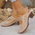 thumbnail image 5 of Norvail Womens Chunky Heel Hollow Carved Closed Toe Mules, Wide Foot Sandals for Women Dressy, Non Slip Beach Travel Slides for Summer Vacation Casual Wear, 5 of 6