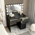 thumbnail image 6 of Boahaus Saranya Makeup Vanity Table with 5 Drawers, Light Bulbs, Standing Mirror, Black, 6 of 9