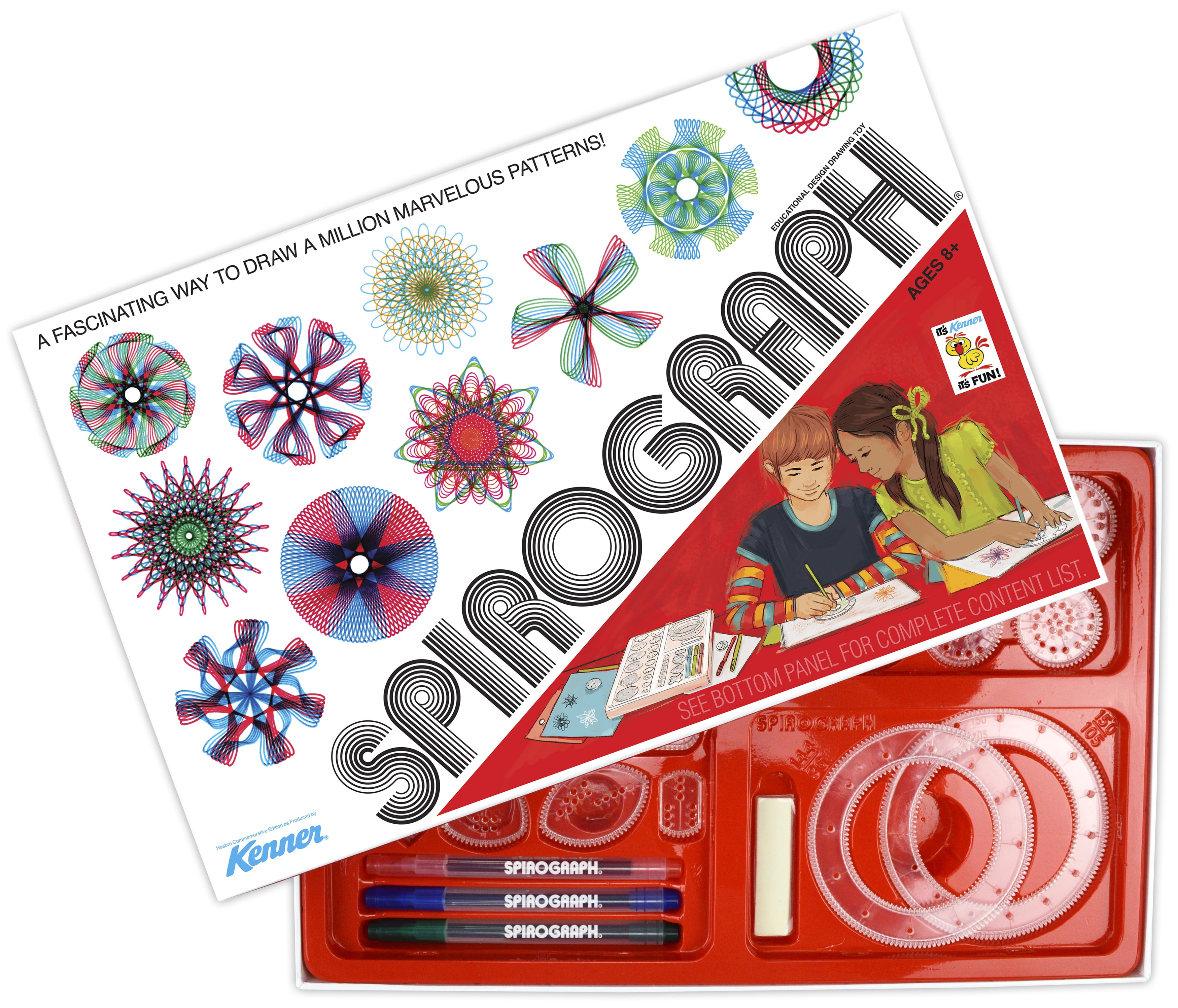 New Super Spirograph Kit Kahootz Design Art Deluxe Drawing Toy Set Original Game 