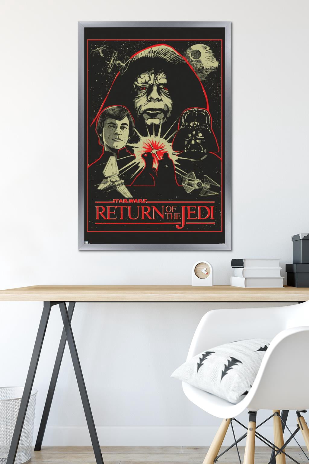 Star Wars: Return of the Jedi - Red Outline Illustration Wall Poster, 22.375" x 34" Framed