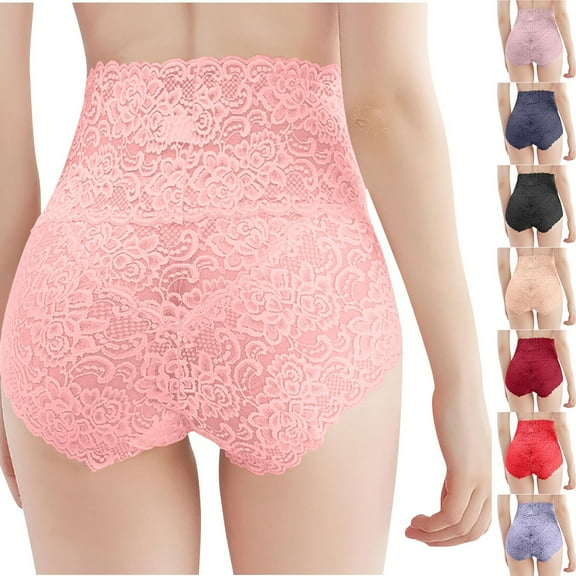 ZZwxWA High Waisted Underwear for Women Seamless Panties Breathable Lace No Show Belly Control Briefs Bikini