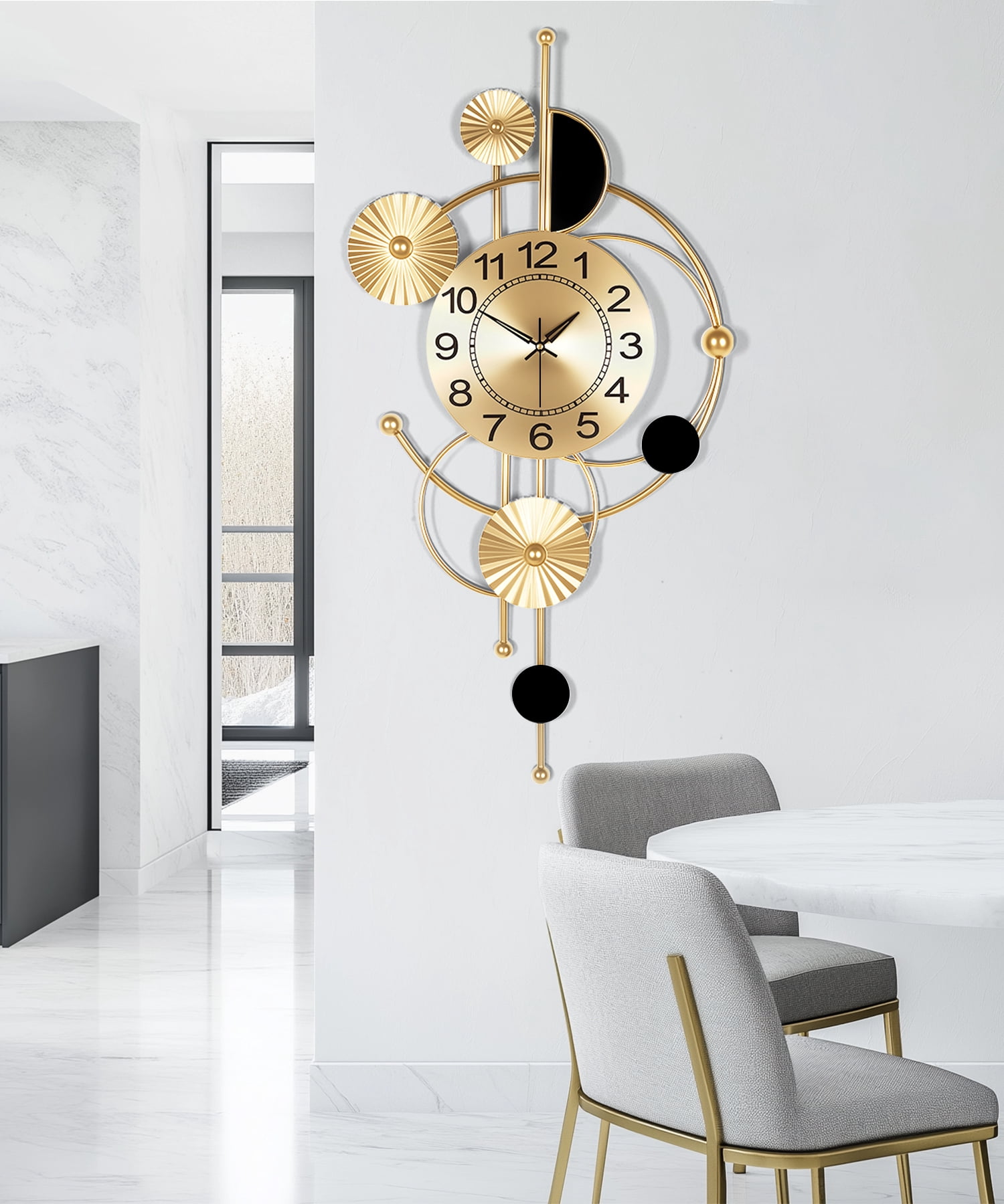 Wall Clock,Large Wall Clock,Wall Clocks for Living Room Decor Modern Silent Non-Ticking Metal Wall Art, Clock for Living Room, Kitchen, Bedroom, or Office Wall Decor (32")