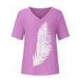 thumbnail image 3 of Pompotops Mode T-shirt Décontracté à Manches Courtes Col en V pour Femmes Été, 3 of 7
