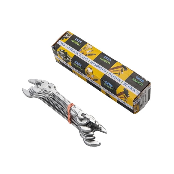 Chrome Vanadium Steel - Open Jaw Spanner Set, Wrench Set | Tool Kit Multipurpose Home Use & Professional Spanners Corrosion, Resistant, Chrome, Versatile | Plating Doe - Silver Set Of 8