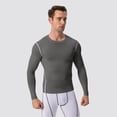 thumbnail image 4 of Men's Compression Shirt Long Sleeve, Athletic Workout T-Shirt & Active Sport Top, Muscle Support Baselayer for Running, Gym, Fitness Training & Cold Weather Grey S, 4 of 9