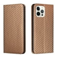 thumbnail image 4 of SaniMore for iPhone 14 Pro Wallet Case, Wrist Strap Magnetic Clasp, Card Slots Carbon Fibre Skin Shockproof TPU Anti-drop Anti-scractch Stand Business Full Protective Shell for iPhone 14 Pro, Brown, 4 of 10