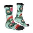 thumbnail image 2 of Goofa Palm Leaves Flamingo Printed Men's Crew Socks, Soft Durable Breathable Moisture-Wicking with Odor Control Cotton socks, 2 of 9