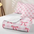 thumbnail image 4 of Manfei Cute Ribbon Bow Bed Spread Queen for Girls,Teens Female Geometric Plaid Bowknot Queen Coverlet Set, 4 of 7
