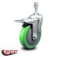 thumbnail image 2 of 5 Inch SS Green Polyurethane 10mm Threaded Stem Caster with Total Lock Brake, 2 of 2