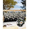 thumbnail image 2 of Pack of 2 Outdoor Pillow Covers, Flowers White Daisy Green Leaves Black Waterproof Square Throw Pillowcase Cushion Decorative Pillow Covers for Couch Patio Tent, 20x12 in, 2 of 6
