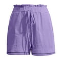 thumbnail image 6 of Workout Shorts Women Fashion Spring Summer Solid Color High Waist Pocket Loose Fit Wide Leg Bermuda Cargo Board Gym Purple Bottoms Sizes 2XL, 6 of 7