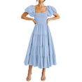 thumbnail image 1 of Vestido PRETTYGARDEN para mujer con mangas abullonadas midi azul claro talla XL, 1 of 8