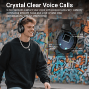 Hybrid Active Noise Cancelling Headphones,-50dB Wireless Bluetooth Headphones with Hi-Res Audio,120H Playtime Over Ear Bluetooth Headphones with 6 ENC Clear Mic,ANC Headphone for Travel Home Office