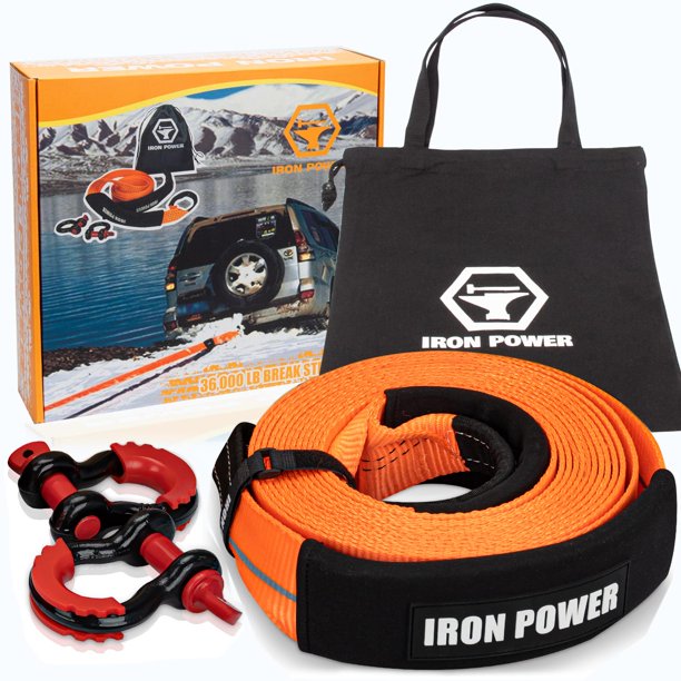 Iron Power 3'' × 30ft Heavy Duty Recovery Tow Straps Kit with 36,000 lb