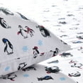 thumbnail image 5 of Sleepdown Twin Sheets - 100% Cotton Flannel Bed Sheets Set with Deep Pockets, Brushed Flannel with Elastic Fitted Sheet Set, Soft & Cozy Sheets - 3 Piece Bedding and Pillowcase set - Penguin, 5 of 6
