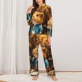 thumbnail image 6 of Salouo Scientist Guinea Pig Pattern Women's Pajamas Set Long Sleeve Button Down Sleepwear Soft Pj Lounge Sets for women 2 Piece Pjs Set with Long Pants -XX-Large, 6 of 8