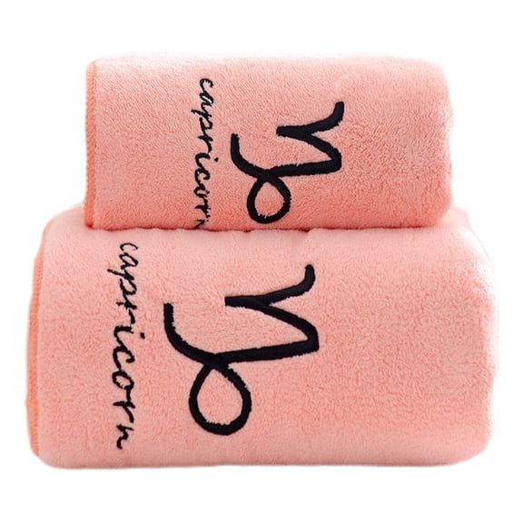 AYktou Bath Towels-Soft Microfiber Towels with Constellations embroidery,Cotton Wash Cloth Set,Flannel Face Towels Bathroom Towels,Highly Absorbent & Fast Drying,2 Pcs Bathroom Set