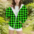 thumbnail image 2 of BFHHYA Girls' Plaid Print Sweatshirt Jacket Kid Tween Oversized Hoodie Zip-Up Drop Shoulder Sweatshirt with Pockets (4-15 Years), 2 of 5