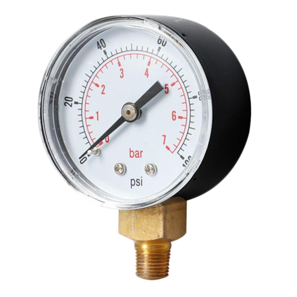 0-100psi 0-7bar Air Pressure Gauge 1/4BSPT Water/Oil/Gas Radial Pressure Gauge^ 