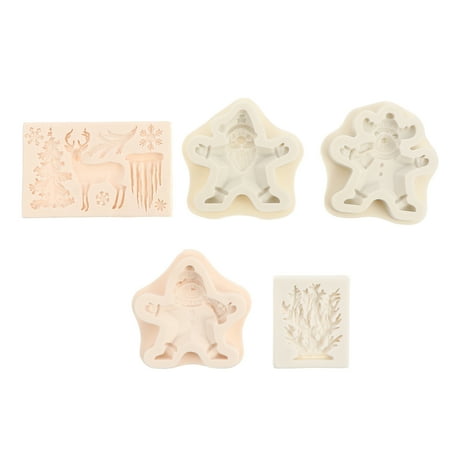 

NUOLUX 5pcs Lovely Christmas Pattern Cake Mold Fondant Chocolate Decorating Baking Tool