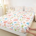 thumbnail image 3 of Manfei Kawaii Daisy Flower Twin Sheet Sets,Country Floral Twin Fitted Sheet,White Pink Green Flat Sheet For Girls Kids,Microfiber Bedroom Decor,3-Piece, 3 of 7