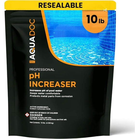 MAV AquaDoc pH Up for Swimming Pools - 10lb - pH Increaser for Pool Water - Sodium Carbonate Soda Ash for Swimming Pools - Pool Chemicals Made in The USA