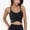 Black, variant on Women's Ribbed Cross Strap Sports Bra with Double Strap Detail