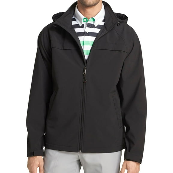 IZOD Mens Hooded Jacket, Black, Small