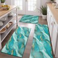 thumbnail image 2 of Teal Gold Marble Pattern Kitchen Rugs Sets Of 3,Kitchen Runner Rugs Non Skid Washable,Decorative Kitchen Floor Mats for Kitchen,Sink,Laundry,17"x30"+ 17"x47" + 17"x59", 2 of 6