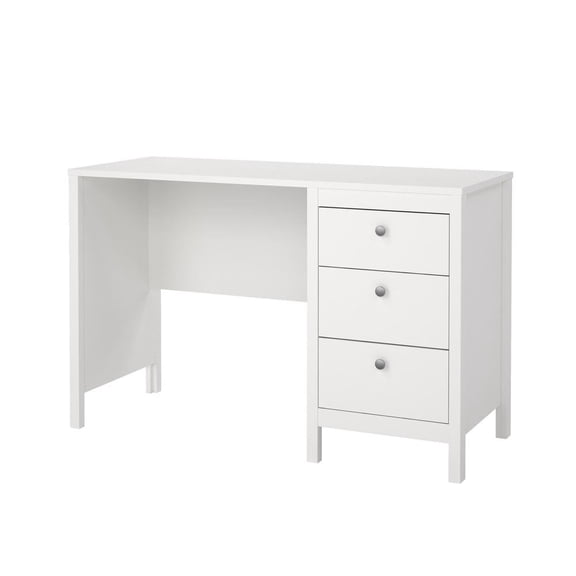 FurniFact White 3-Drawer Computer Desk for Home Office or Study Table Area