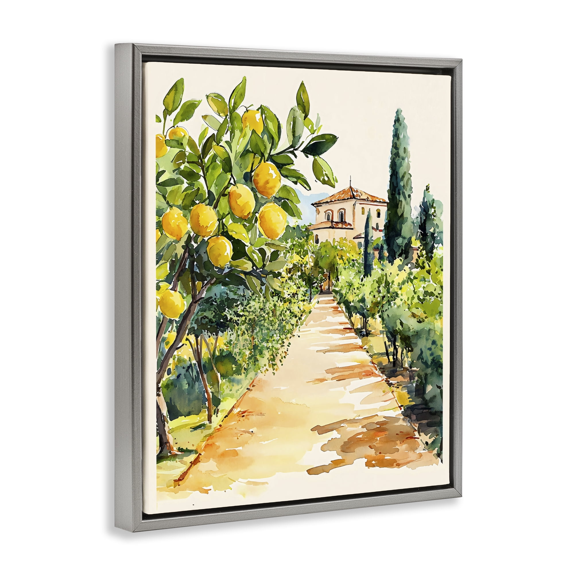 Stupell Industries Lemon Grove Pathway Gray Framed Floater Canvas Wall Art, design by LSR Design Studio