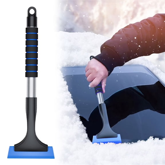 Extendable Car Windshield Ice Scraper & Snow Removal Tool with Ergonomic Handle Car Windscreen Ice Scraper Window Snow Removal Tool Ice Scraper Extendable Car Snow Shovel Ice Remover - (Blue)_14.45"