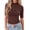 Brown, variant on Zeagoo Basic Tops for Women Short Sleeve Stretch Tshirt Mock Neck Slim Fitted Shirts