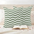 thumbnail image 3 of Sage Green Striped Outdoor Waterproof Pillow Covers, Modern Waves Abstract Water Ripple Decorative Square Throw Pillowcase Sofa Cushion Sham for Patio/Couch/Chair, 24"x24" 2 Pack, 3 of 8