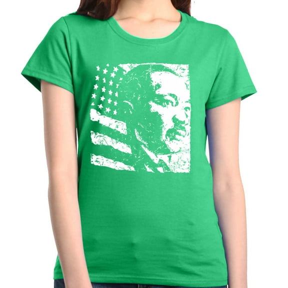 Shop4Ever Women's Martin Luther King Jr. Graphic T-Shirt X-Large Irish Green