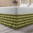 thumbnail image 1 of Geometrical Bed Skirt, Abstract Concentric Squares and Triangles in Repeating Design, Elastic Bedskirt Dust Ruffle Wrap Around for Bedding Decor, 4 Sizes, Charcoal Grey and Yellow, by Ambesonne, 1 of 2