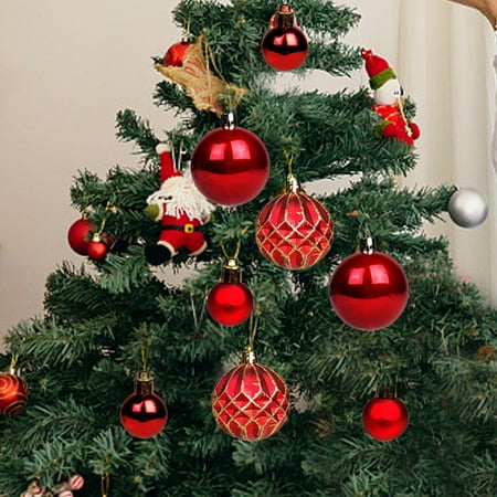 

Yirtree 40Pcs 3/6cm Christmas Tree Color Ball Shatterproof Drawing Paper Box High Gloss Plastic Xmas Party Decor Hanging Ball Pendant for Festival